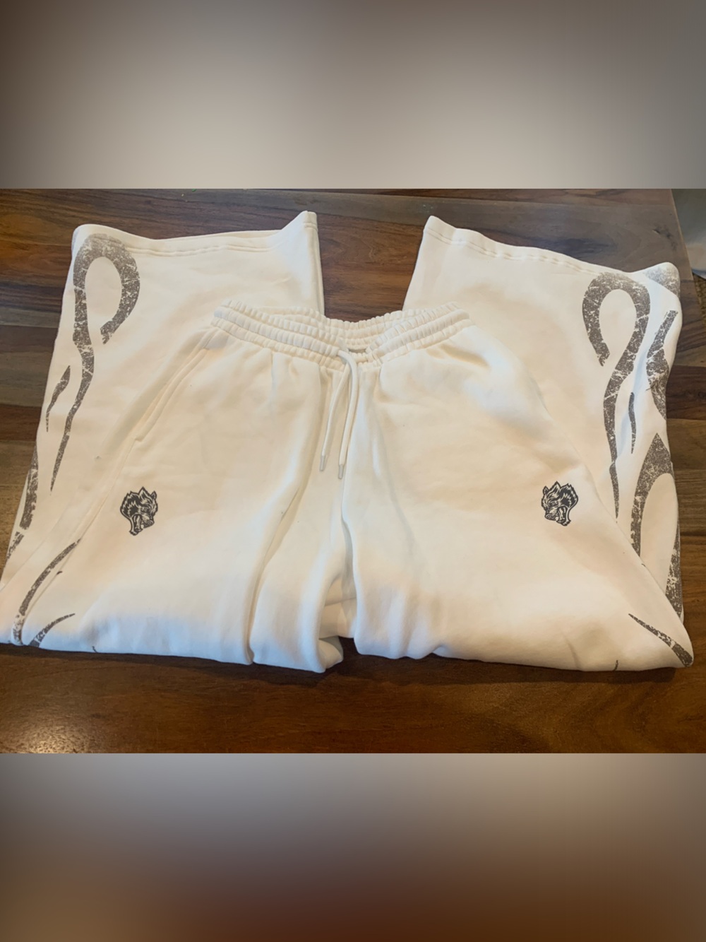 Darc Sport White Sweatpants with Black Graphic Accents
